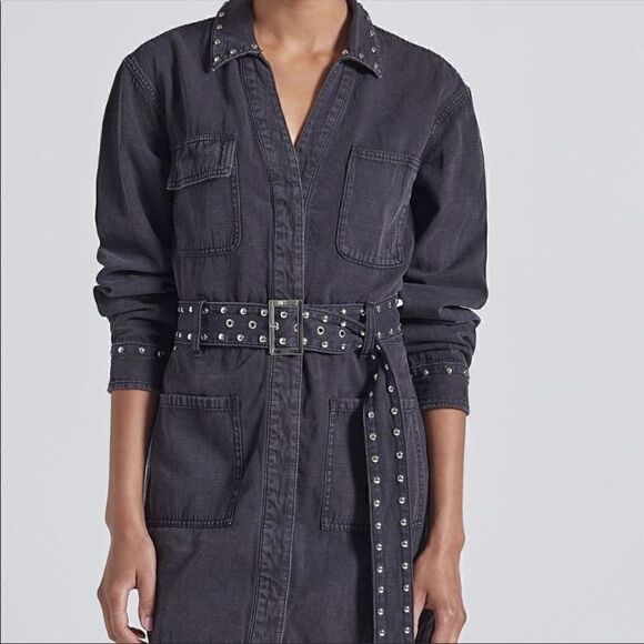 Current/Elliott Debbie Studded Belted Shirt Dress - Picture 4 of 7